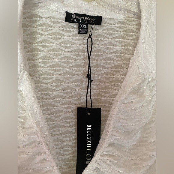 Lucy Crop Shirt, Dollskill Generation Kiss, White, Size XXL NWT - Picture 2 of 4
